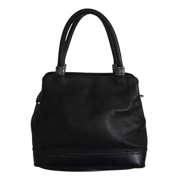 Fossil Leather Shoulder Bag Purse Handbag Black 3 Compartment Lined CLEAN‎ - Picture 1 of 14